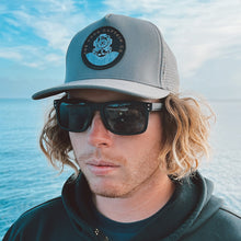 Load image into Gallery viewer, waterproof trucker hat with dive helmet logo