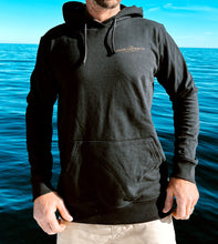 Load image into Gallery viewer, black hoody with The Good Captain Co printed on front in gold
